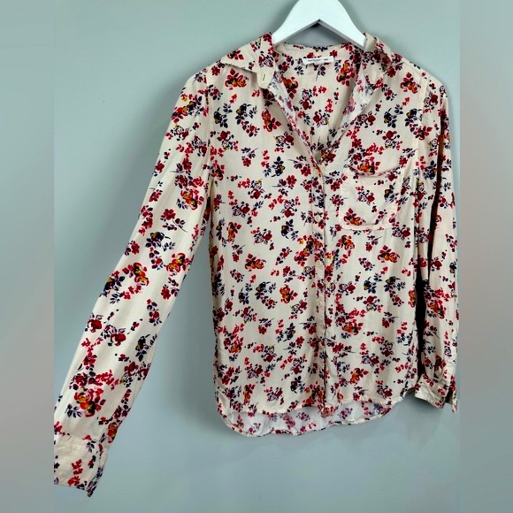 Beach Lunch Lounge Floral Button Down Top Blouse Size XS - Picture 3 of 9